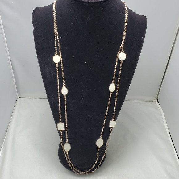 Coral Bay Rose Gold Tone & White Enamel Long Necklace White/rose Gold Tone - Picture 2 of 8